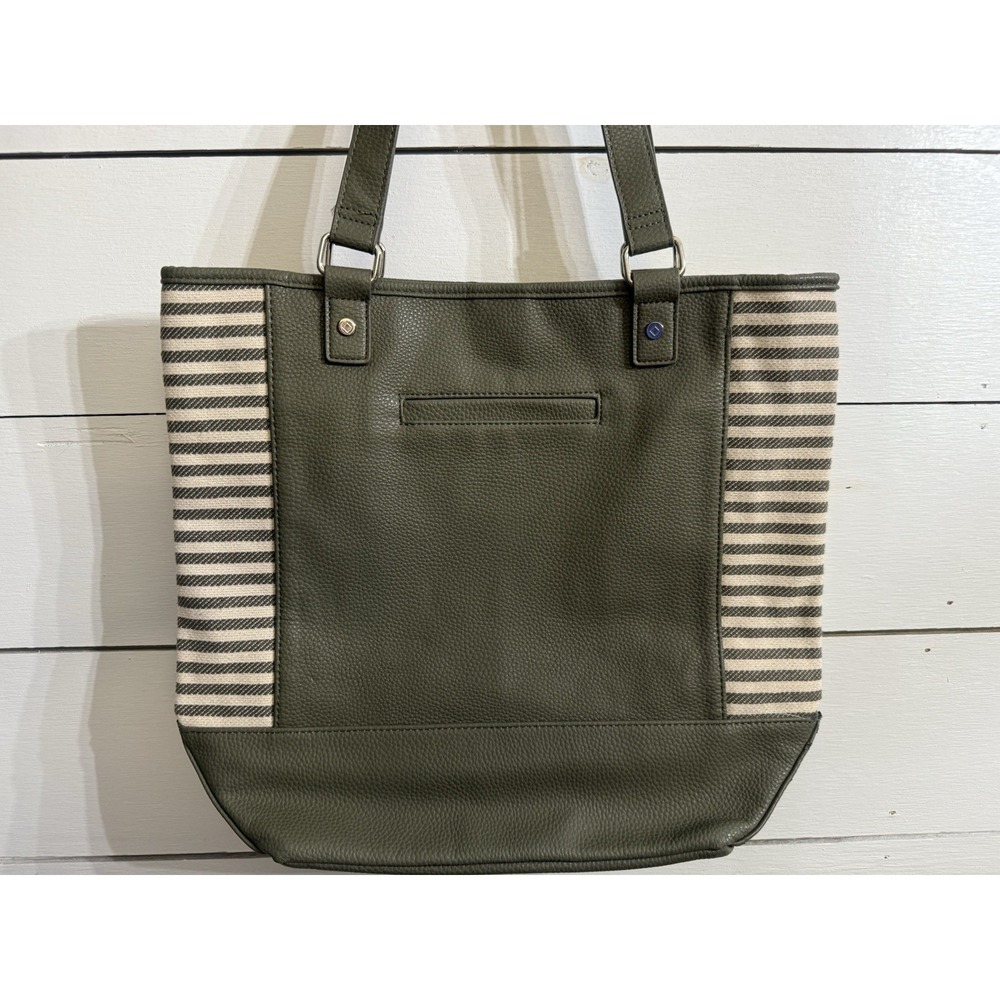 31 Thirty One Green Colorblock Tote in ooh la‎ la olive pebble NWOT Purse - Picture 2 of 5